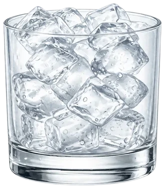 A glass filled to the rim with ice